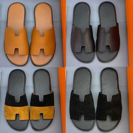 Designer Men Slippers Leather 2024 New Fashion slippers Izmir Flip Flop Oran Heritage Calfskin Sandals For Mens Summer Lazy Large Beach Casual Slides