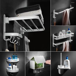 Bath Accessory Set Tianview White Towel Rack Without Holes Space Aluminum Bathroom Hardware Hanging Thickening Shelf