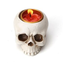 Small Skull Head Ashtray Candlestick Candle Holder Tray Moulds Silicone Craft Clay Mould for Concrete Resin Pot Making 210722241j