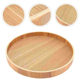 Dinnerware Sets Round Fruit Tray Solid Wooden Cup Teaboard Snack (Log Color)