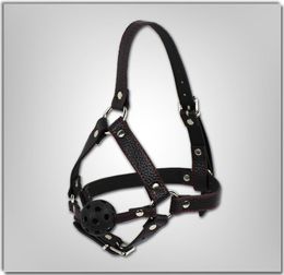 Top Quality Strap On Slave Mask Ball Gag BDSM Leather Harness Gag Open Mouth Gag Sex Toys For Women Bondage Gear Restraints CBT6365591