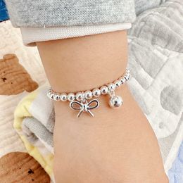 Designer tiffay and co childrens bow bracelet bell engraved parent-child 4MM pure silver s925 jewelry