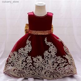 Girl's Dresses Party Dress for Baby Girl 3-10 Year Summer Kids Birthday Wedding Princess Dresses Bow Child Ball Gown Costume L240315