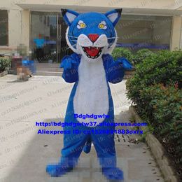 Mascot Costumes Blue Wildcat Wild Cat Caracal Lynx Catamount Bobcat Mascot Costume Adult Cartoon Character Film Theme World Exposition Zx752