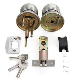 Stainless Steel Round Ball Door Knobs Rotation Lock Knobset Handle Entrance Lock With 3 Keys for Bedrooms Living Rooms Bathrooms 2219r