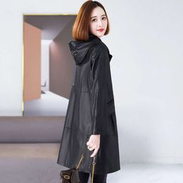 For Haining Genuine Leather Women's 2024 Winter New Mid Length Loose Pleated Down Jacket With Top Layer Sheepskin Coat 1730