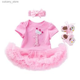 Girl's Dresses Baby Girls Lace Ruffles Dresses Newborn Princess tutu Dresses Baby Cotton Romper Clothes Infant Short Sleeve Birthday Jumpsuit L240311