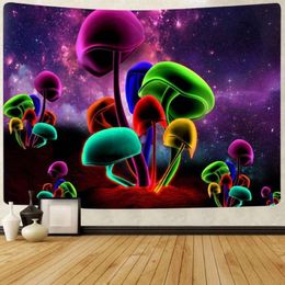 Tapestries Simsant Trippy Smoke Mushrooms Tapestry Hippie Colorful Nature Art Wall Hanging For Living Room Home Dorm Decor216I
