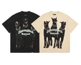 Mens Women's Oversized T-Shirt Streetwear Hip-hop High Street trend dog head design t-shirt loose couple tee