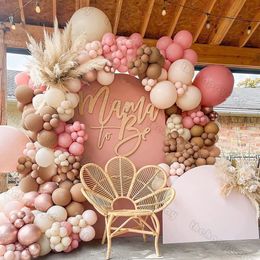 1SET Pink Brown Rose Gold Balloons Garland Kit Neutral Balloon Arch Baby Shower Gender Reveal Birthday Party Decorations 240226