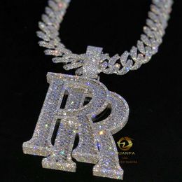 Jewellery designer Iced Out Moissanite Diamonds Custom Necklace Pendant Initial Hip Hop 925 Silver PendantHipHop