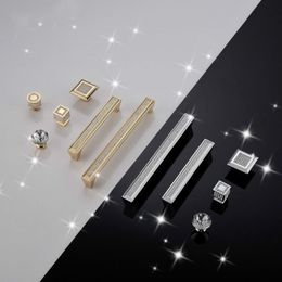 Chrome Plating Golden Diamond Shape Crystal Glass Drawer Cabinet Knobs and Pull Handles Kitchen Door Handles Wardrobe Hardware2610