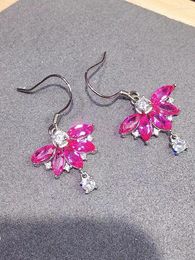 Dangle Earrings 925 Silver Pink Topaz Eardrop For Party 4 6mm Natural Drop Classic Young Girl