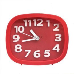Other Clocks Accessories Silent Non Ticking Retro Vintage Alarm Clock Desktop Small Clock Candy Color Round Mini Alarm Clock For Bedroom OfficeL2403