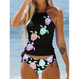 Swim wear Sexy Summer Womens Swimwear Fashionable Print Tankini Two Piece Beach Costume aquatic sports 240311