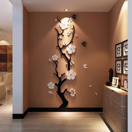 Plum flower 3d Acrylic mirror wall stickers Room bedroom DIY Art wall decor living room entrance background wall decoration2784