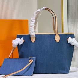 Hot sale Denim Vintage Designer Shoulder Bag Women Tote Bags Handbag travel bag Carryall Old Flower Underarm Bag Print Purse Backpack Gold Hardware Pouch Blue bag