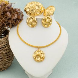 Necklace Earrings Set Fashion Nigerian Woman 18k Gold Plated Jewellery Wedding African Italian Pendant Dubai Bridal Gift