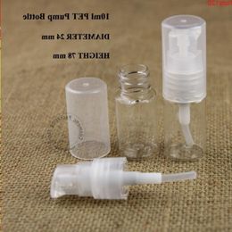 Wholesale 50pcs/lot 10ml PET Facial Cream Lotion Pump Spray Bottle 1/3OZ Plastic Emulsion Container Packaging Transparent Caphood qty Ncjah