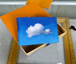 Classic Designer wallet France Paris style men short wallets fashion blue genuine leather card holder Top quality white clouds wom5302313