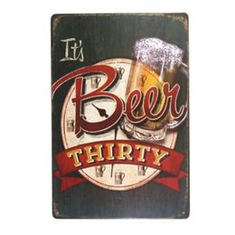 DL-It's beer thirty Metal painting Club Bar Home Old Wall Art Hanging Logo Plaque Decor214S