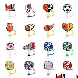 Drinking Straws Custom Sport Cheer Sile St Toppers Accessories Er Charms Reusable Splash Proof Dust Plug Decorative 8Mm Party Drop D Dh2Tf