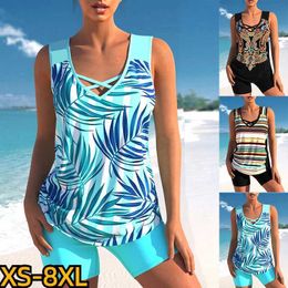 Swim wear 2024 New Fashionable Print High Condition Womens Summer Swimwear Sexy Womens Two Piece Swimwear Tankini Beach Swimwear aquatic sports 240311