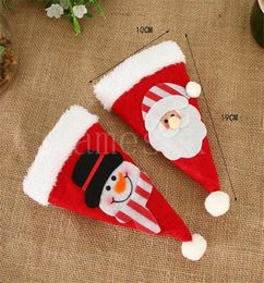 Christmas Hat Cutlery Bag Candy Gift Bags Cute Pocket Fork Knife Holder Table Dinner Decorative Tableware DD3016975891