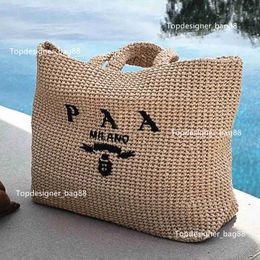 Luxury triangle handbags designer tote bags for womens Straw weave Raffias top handle beach bag shopper weekender clutch bags mens fashion Crossbody Shoulder bag