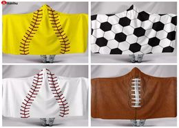 Children Baseball Hooded Blanket Football beach towel Sherpa Lined Sports Themed Softball bath Swaddling blanket 150130CM dfb3876759