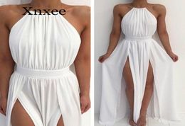 Women Off Shoulder Chiffon White Dress Summer Red Beach Boho Maxi Long Dress Elegant Bridesmaid Split Party Dresses5593683