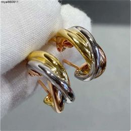 Luxury Brand Silver Color Trinity Earrings Womens Temperament Nail Ring Party Premium Jewelry Paty