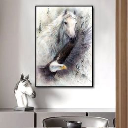 Horse Eagle Animal Canvas Painting Black And White Art Wall Art Pictures For Living Room Bedroom Modern Home Decoration Unframed274N