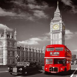 Direct Selling London Bus With Big Ben Cityscape Home Wall Decor Canvas Picture Art Unframed Landscape Hd Print Painting Arts253H