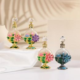 60 X 15ml Refillable Lotus Flowers Decor Bottle Empty Crystal Glass Bottle Jeweled Enameled Cosmetics Container Bottles