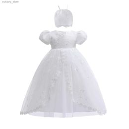 Girl's Dresses Baby Girl Baptism Dresses White Lace Infant First Birthday Wedding Party Dress Bebes Newborn Christening Ball Gown 0 to 24 Years L240311