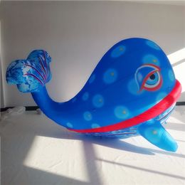 wholesale 8mL (26ft) with blower Colourful Inflatable Balloon Whale With Strip For City Show Decoration