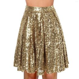 Skirts Women's Pink Gold Sequin Mini Skirt Metallic Carnival Party Shiny Miniskirt Night Club Dance Short For Women Clubwear