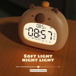 Other Clocks Accessories Bedside LED Clock Kids Alarm Clock Childrens Sleep Trainier Temperature Display With Rechargeable Control Digital Cute CapybaraL2403