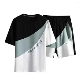 Men's Tracksuits Soft Texture Men Sportswear T-shirt Shorts Set Summer With O-neck Wide Leg For Outdoor