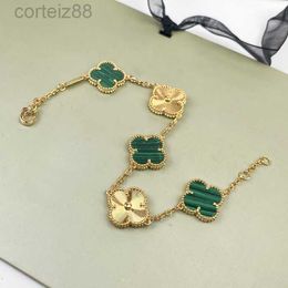 Four Leaf Clover Bracelet Made of Natural Shells and Agate Gold Plated 18k Designer for Woman T0p Quality Official Reproductions Fashion Gifts 004