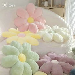 Soft Colour Fluffy Flower Throw Pillow Stuffed Lifelike Daisy Flowers Plush Toy Plant Home Decor Cushion Chair Mat for Kids Girl 240226