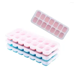 Baking Moulds 4 Pcs Ice Square Trays Easy-Release Silicone 14-Ice Tray With Spill-Resistant Removable Lid Mould For Whiskey