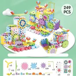 plastic toy wholesale teddy brick toy magnetic blocks 83PCS Electric Building Block Rotating Gear movie brick block Toy Christmas Gift magic plastic brick castle