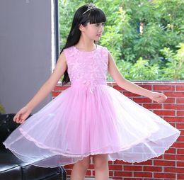 Summer Net Yarn Dresses For Girls New 2021 Korean Version Sleeveless Tutu Round Neck Princess Skirt Casual Children039s Clothin3983894