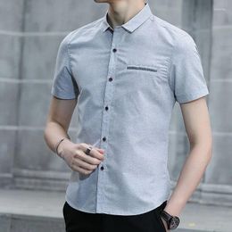 Men's Dress Shirts Clothes Cargo Plain Male Top Short Sleeve Shirt And Blouse Business For Office Korean Style High Quality Regular Xxl Asia