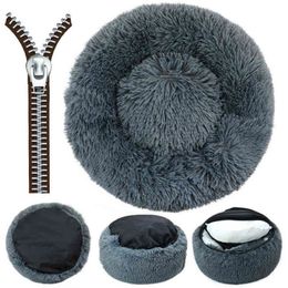 Round Removable Cover Dog Sofa Bed Dog Kennel with Zipper Washable Pet Bed Cat Mats Warm Sleeping Sofa for Large and Small Dog 211255Y