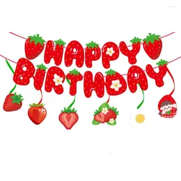 Party Decoration Strawberry Spiral Fruit Holiday Theme Paper Banner Baby Shower Happy Birthday Pull Flag Home Wall Decor