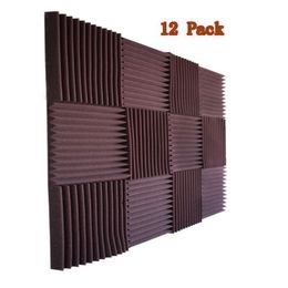 12PCS Studio Acoustic Foam Wedge Soundproof Panel Soundinsulation Sponge Recording Studio Noise Cancellation 12x12x1 210N