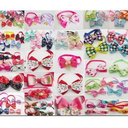 100pcs Lot Big Fashion Dog Apparel Pet puppy Cat Cute Bow Ties Neckties Bowknot Dog Grooming Products Mixed style LY03247S